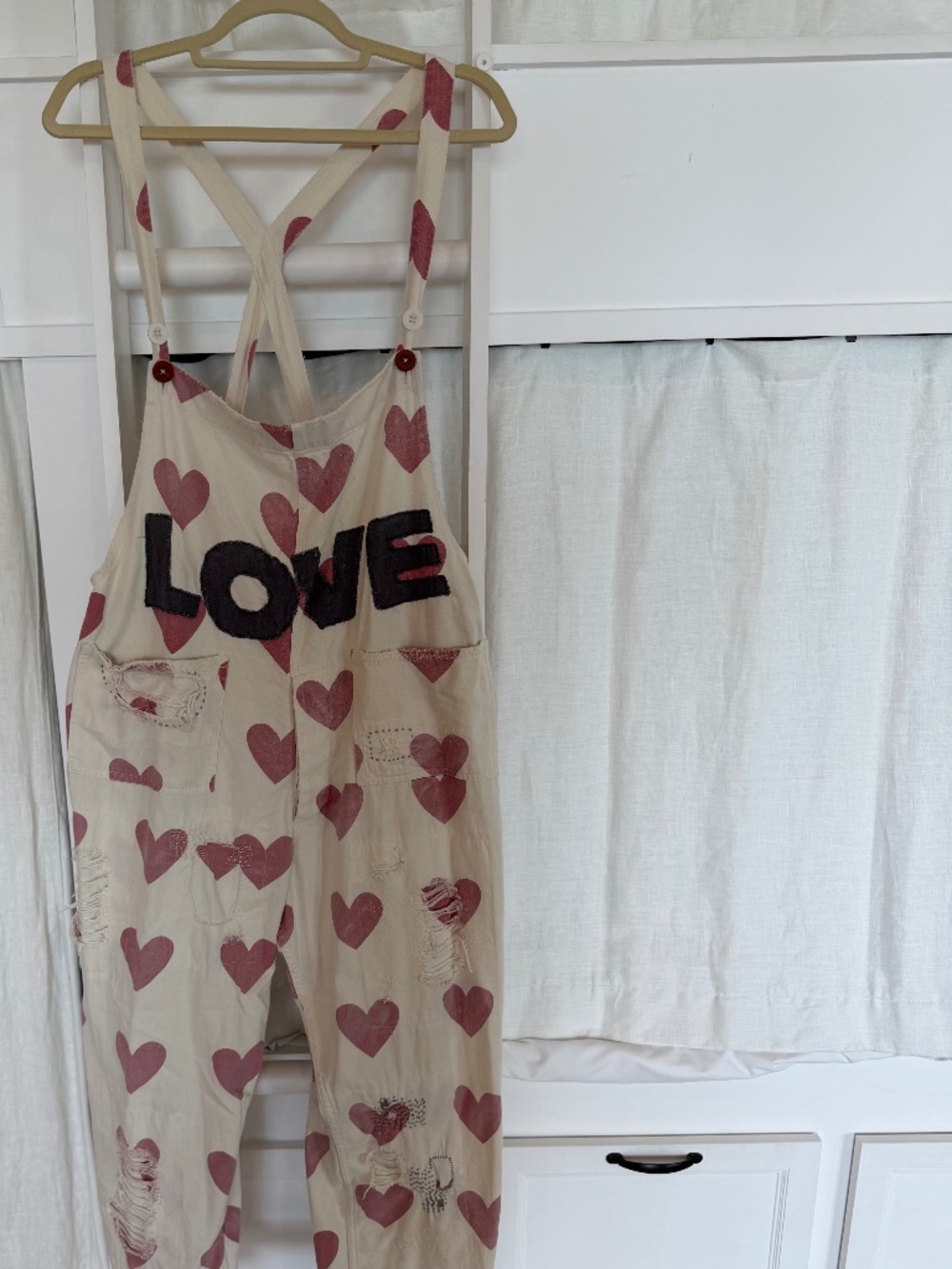 Magnolia Pearl Love Appliqué Cosmo Overalls